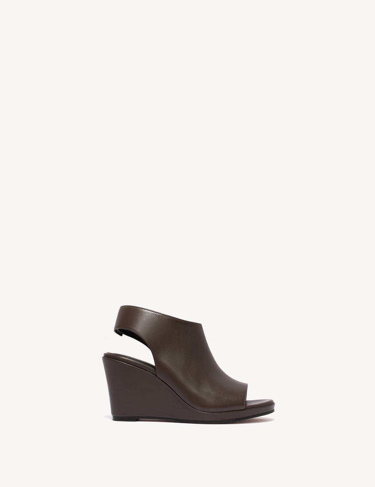 Liv Wedge Sandal In Dark Brown Calfskin