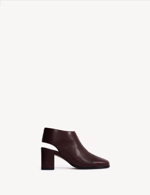 May Open Heel In Bordeaux Calfskin