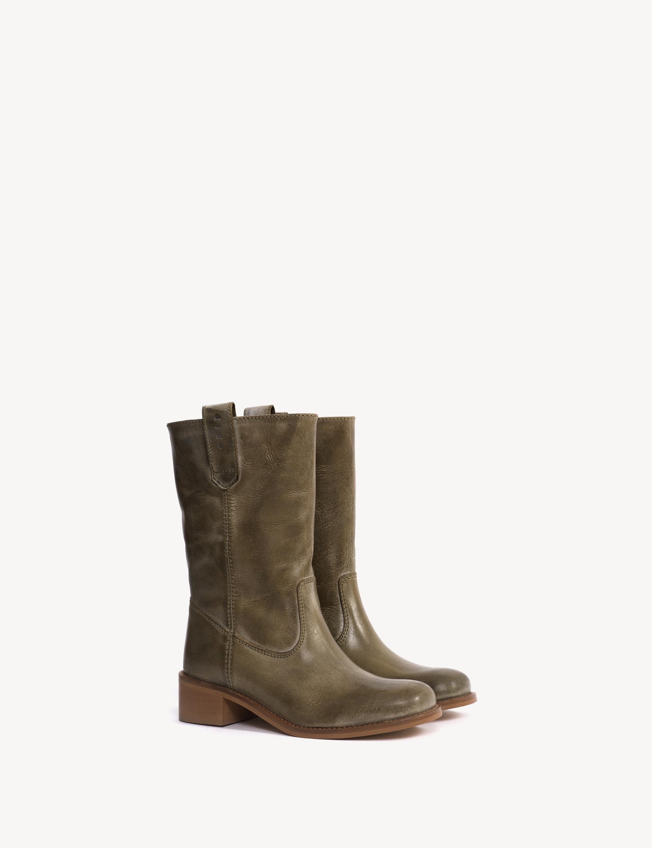 Julia Gaucho Boot In Olive Green Escovado Leather