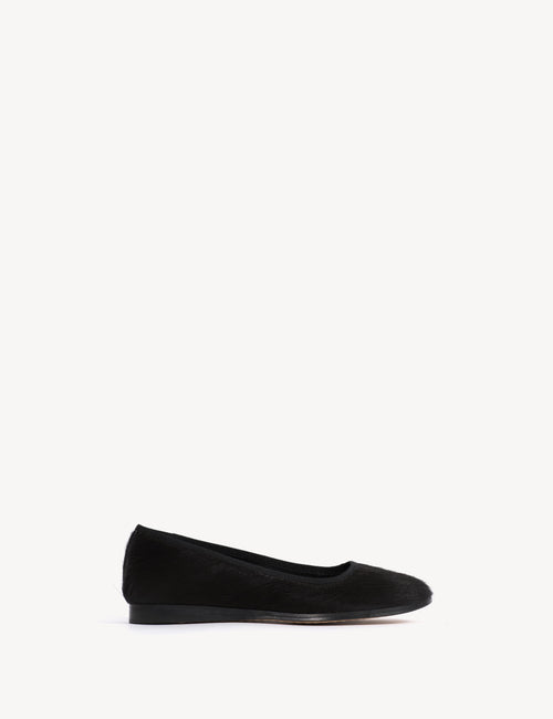 Mari Flats In Black Cow Fur