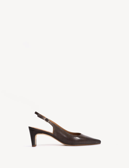 Liz Slingback Pump In Dark Brown Escovado Leather