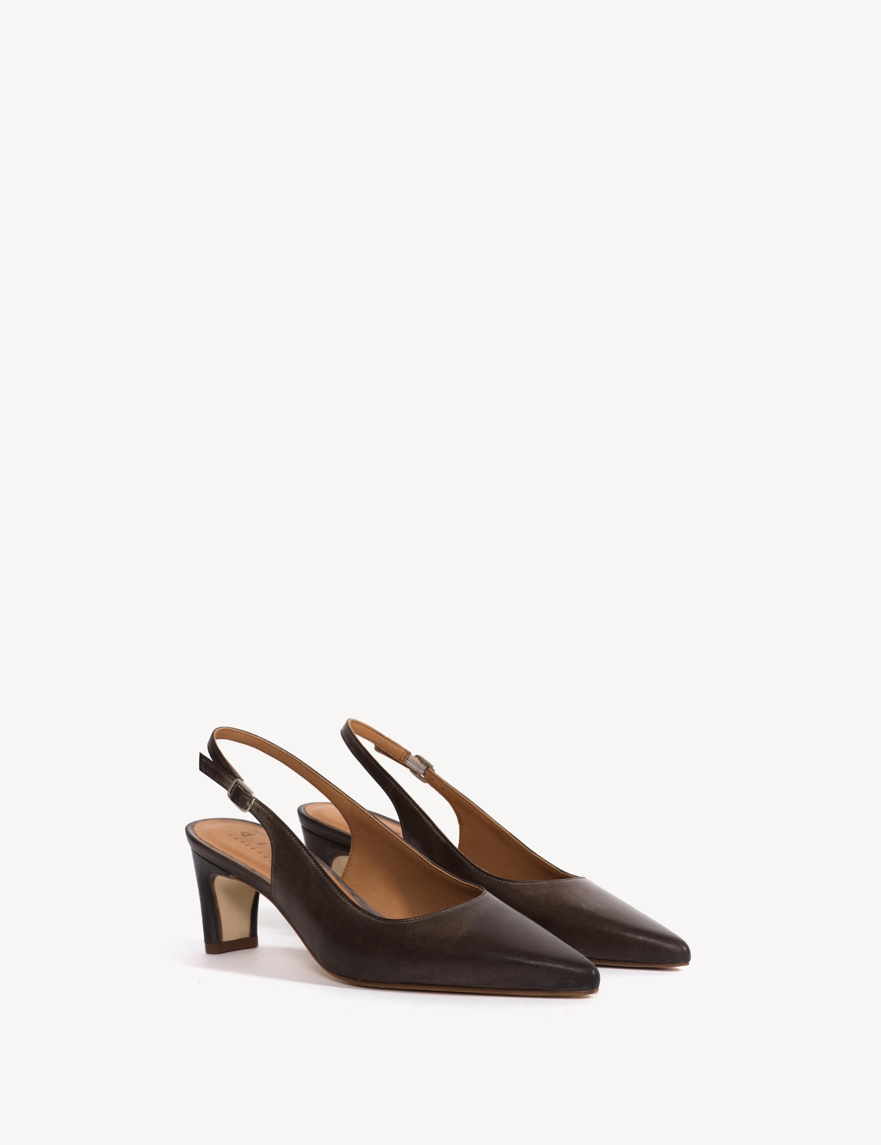 Liz Slingback Pump – Dark Brown Escovado | Dico Copenhagen