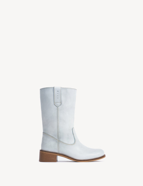 Julia Gaucho Boot In Sky Blue Escovado Leather