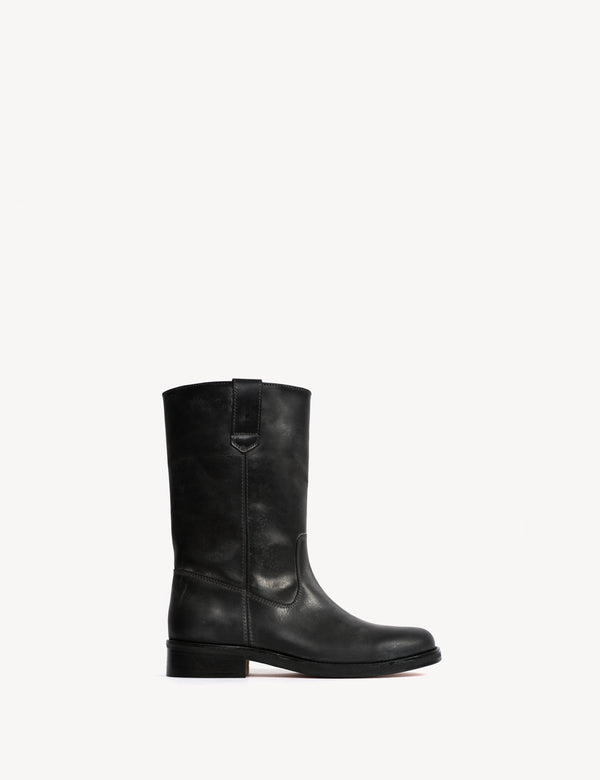 Luca Gaucho Boot In Black Escovado Leather