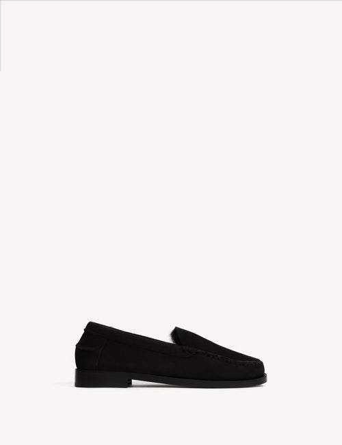 Penny Moccasin Loafer In Black Shearling Fur