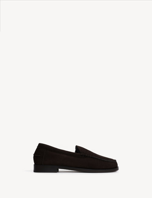 Penny Moccasin Loafer In Dark Brown Shearling Fur