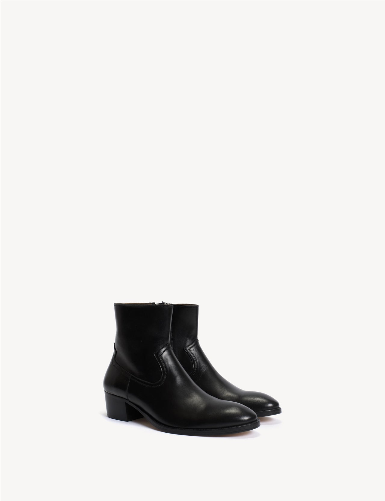 Dunn Zip Boot In Black Calfskin