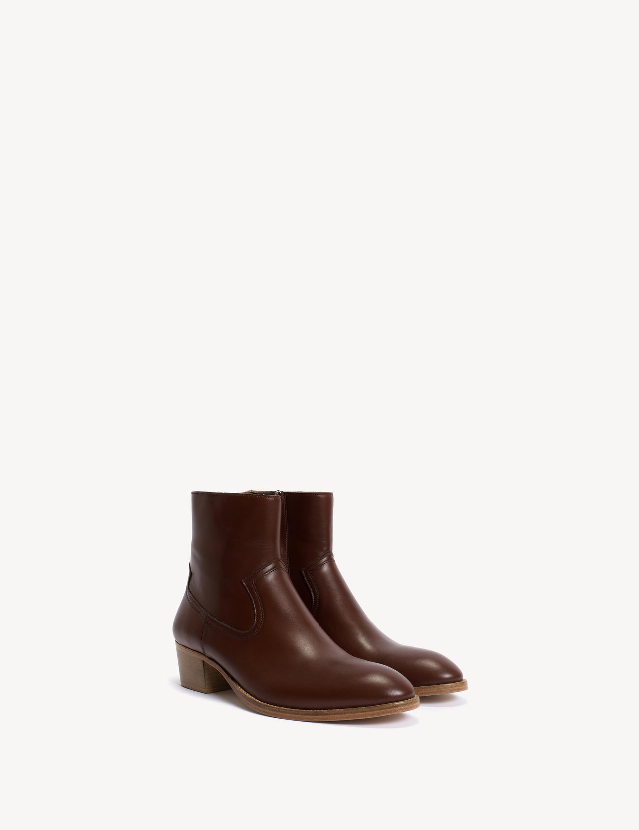 Dunn Zip Boot In Cognac Calfskin