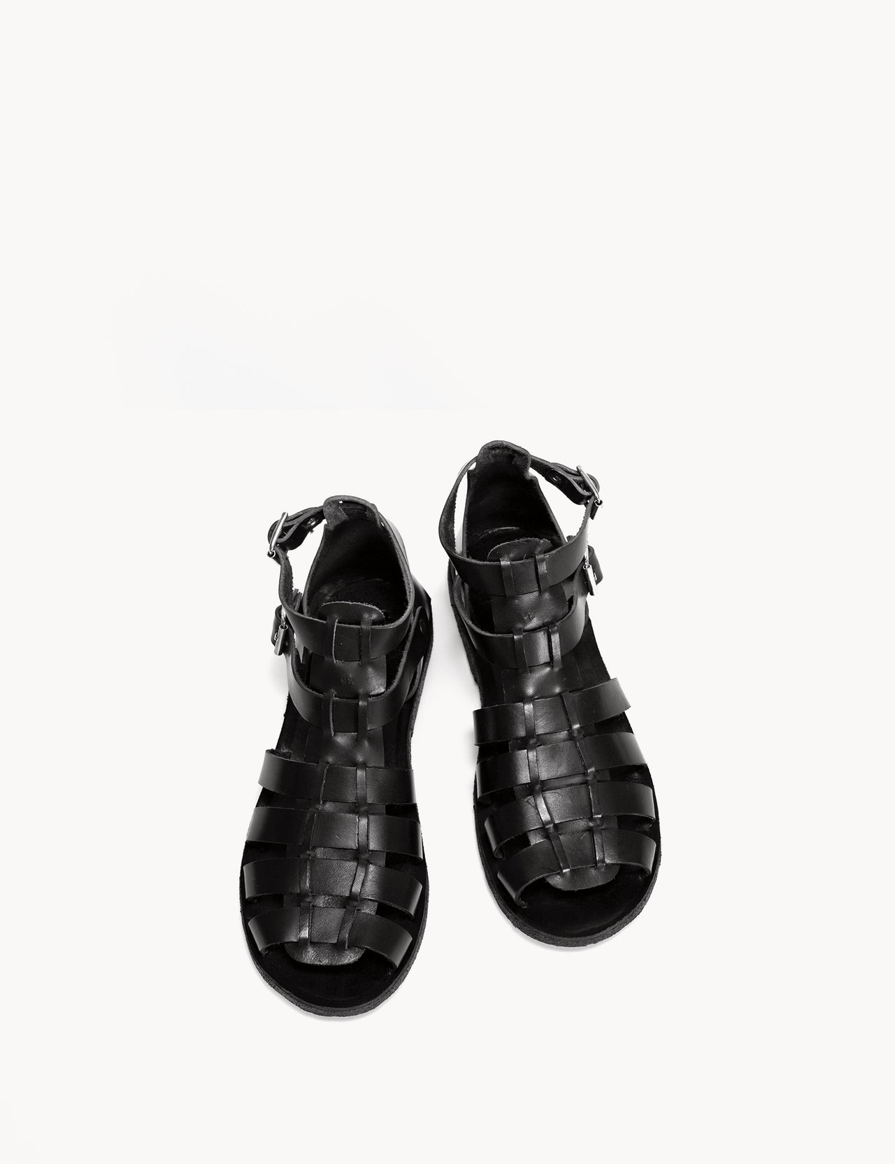 Gladiator Sandal In Black Vaq Vegetal Calf Leather