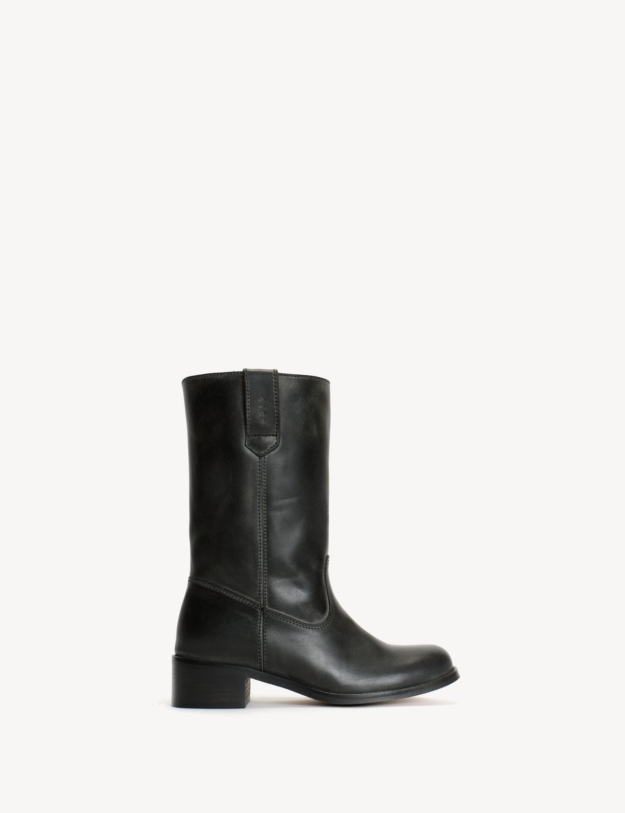 Julia Gaucho Boot In Charcoal Black Escovado Leather