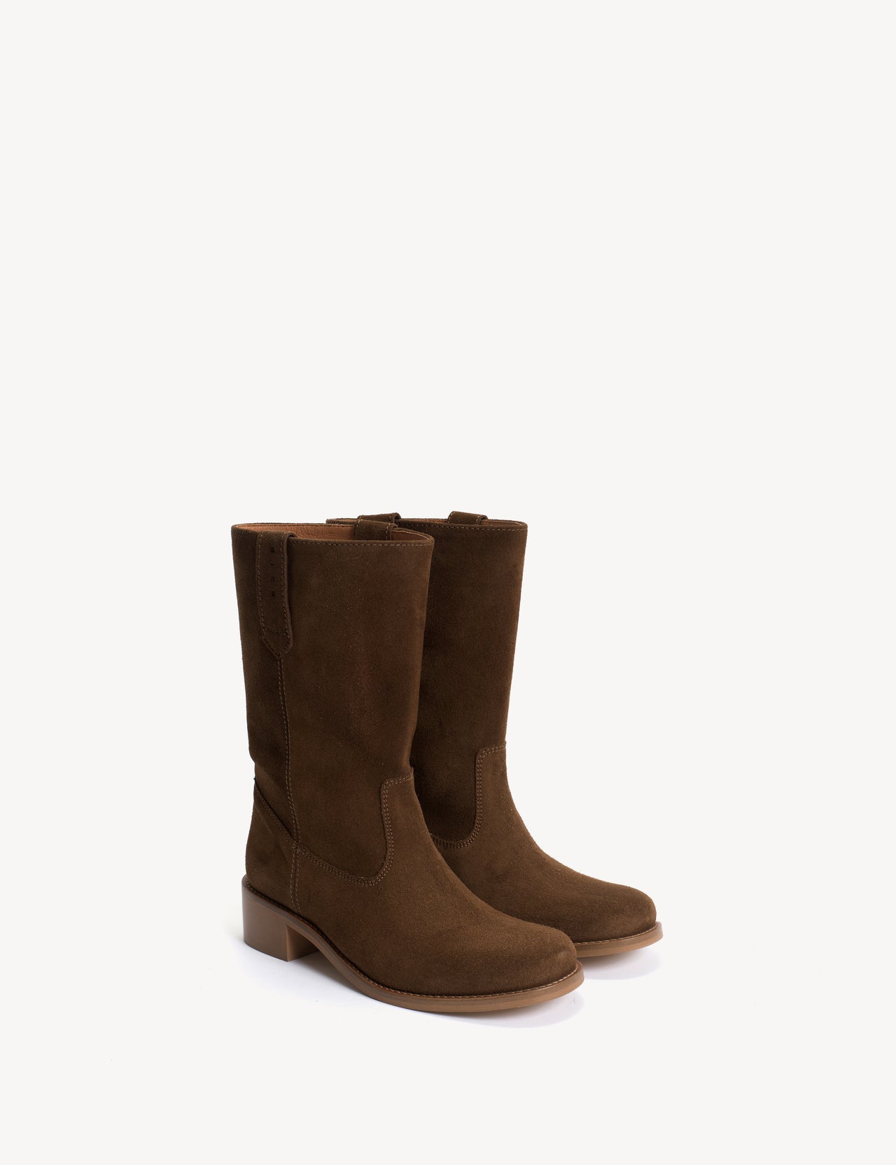 Julia Gaucho Boot In Dark Brown Calf Suede