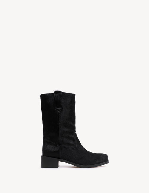 Julia Gaucho Boot In Black Cow Fur