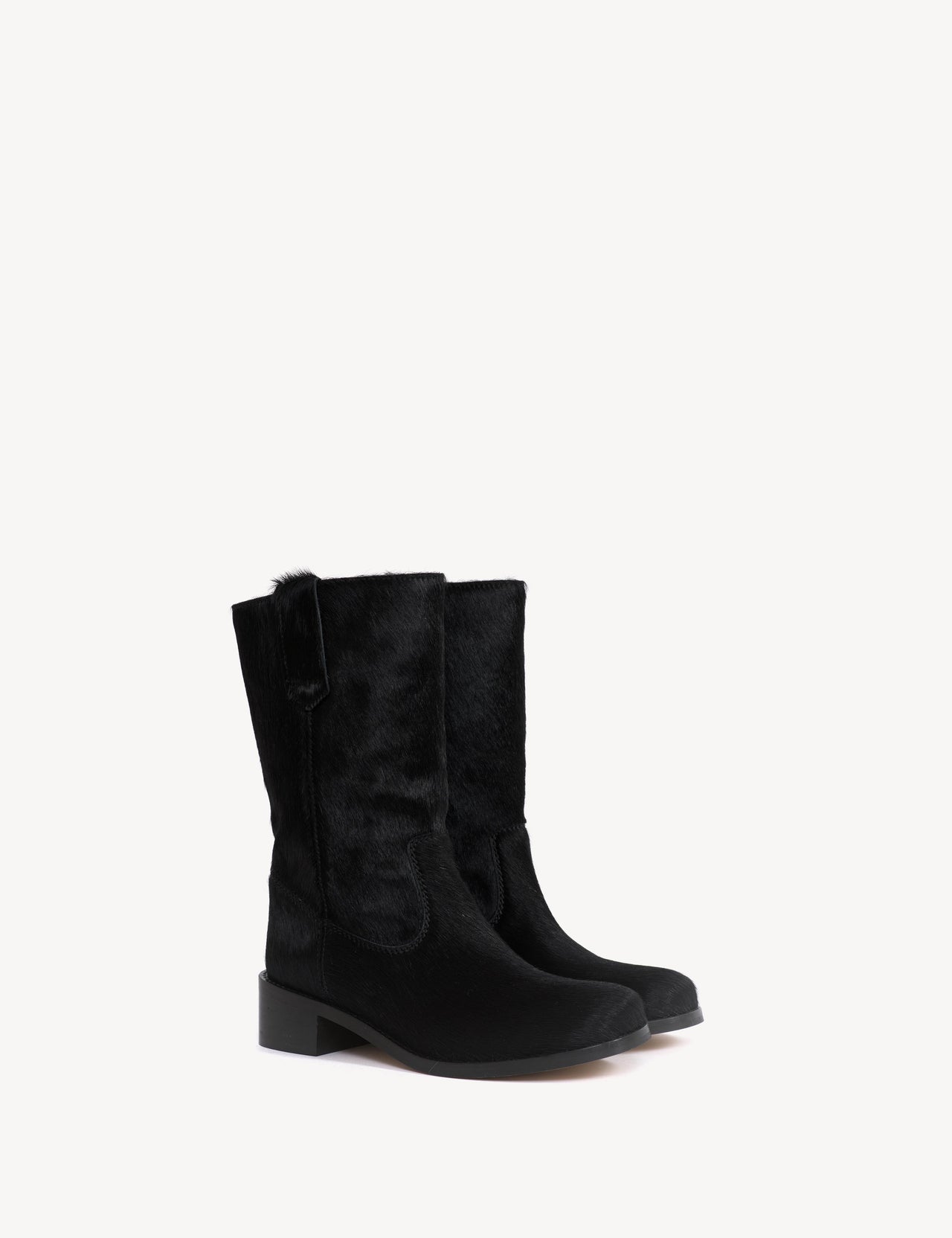 Julia Gaucho Boot In Black Cow Fur