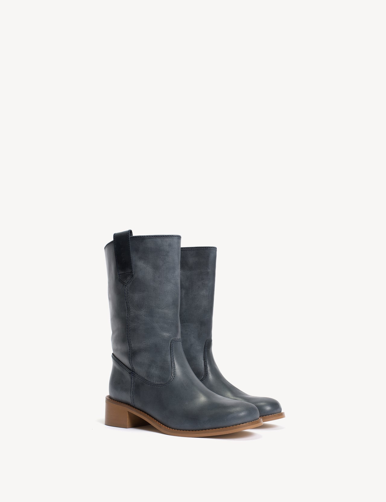 Julia Gaucho Boot In Indigo Blue Escovado Leather