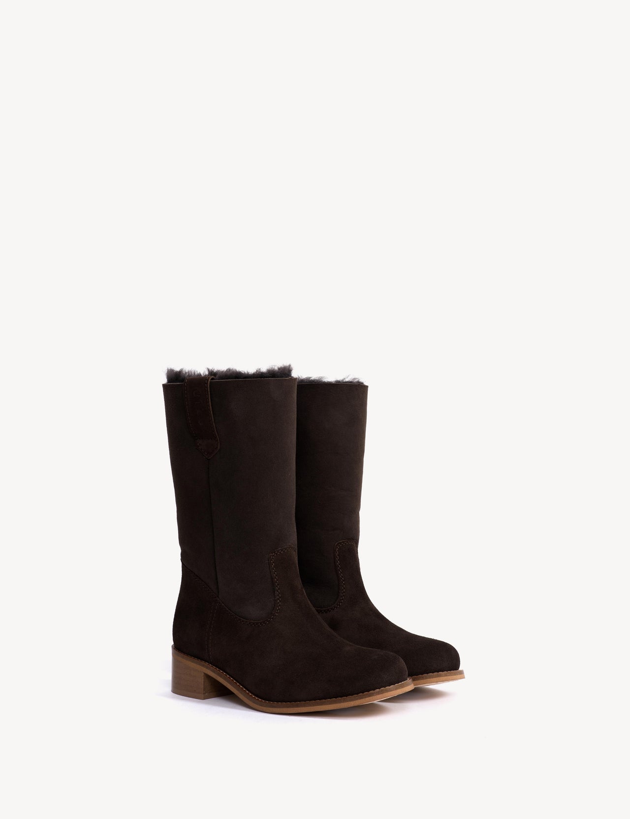 Julia Gaucho Boot In Dark Brown Shearling Fur
