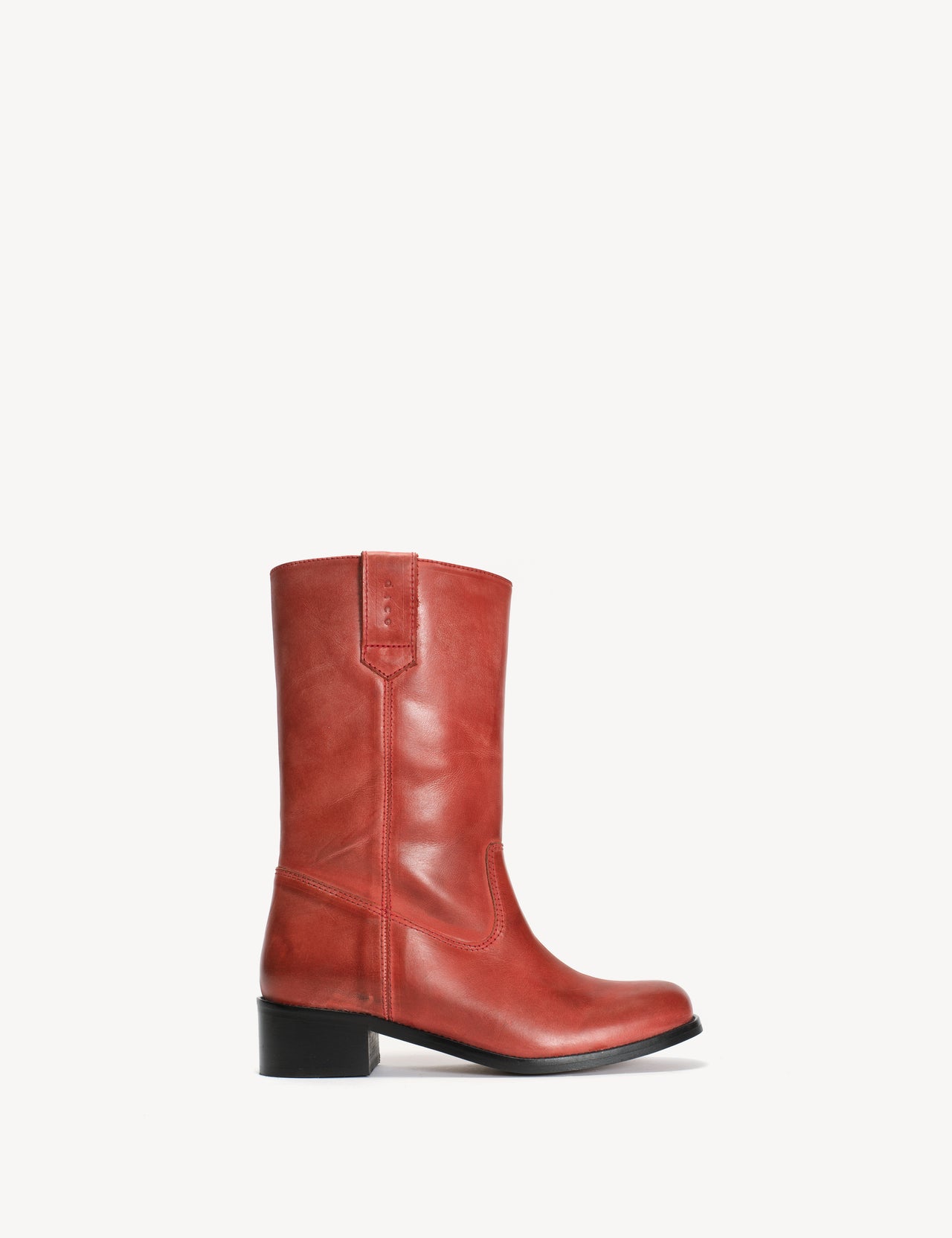 Julia Gaucho Boot In Red Escovado Leather