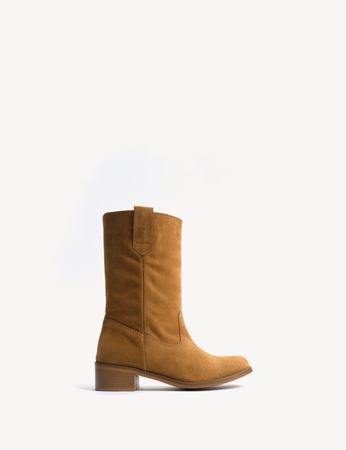 Julia Gaucho Boot In Dark Tan Calf Suede