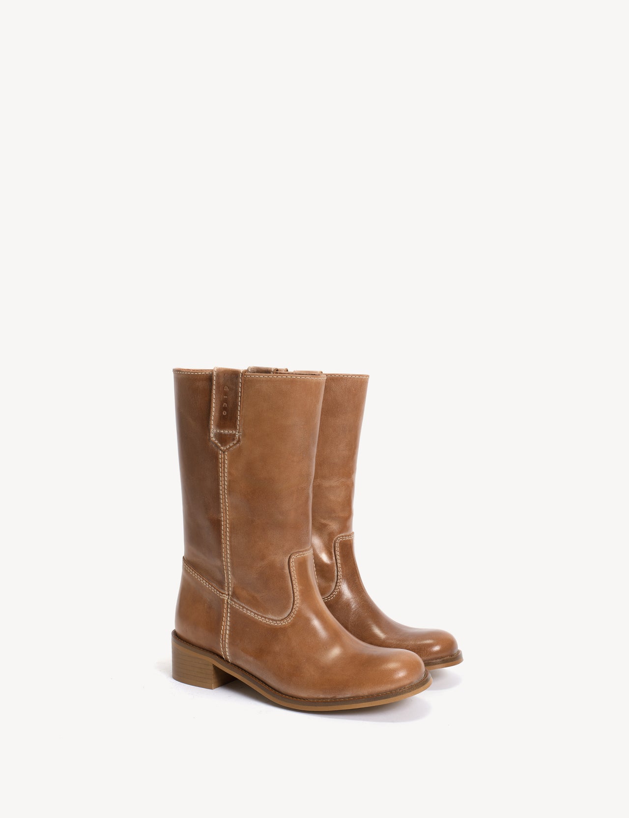 Julia Gaucho Boot In Dark Tan Escovado Leather