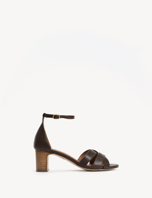 Kaia Regular Sandal In Dark Brown Calfskin