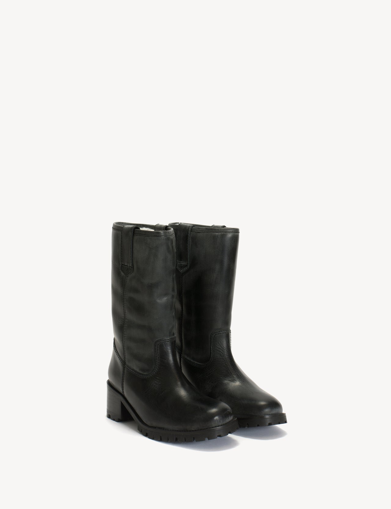Kimmi Boot In Charcoal Black Escovado Leather with 50mm heel