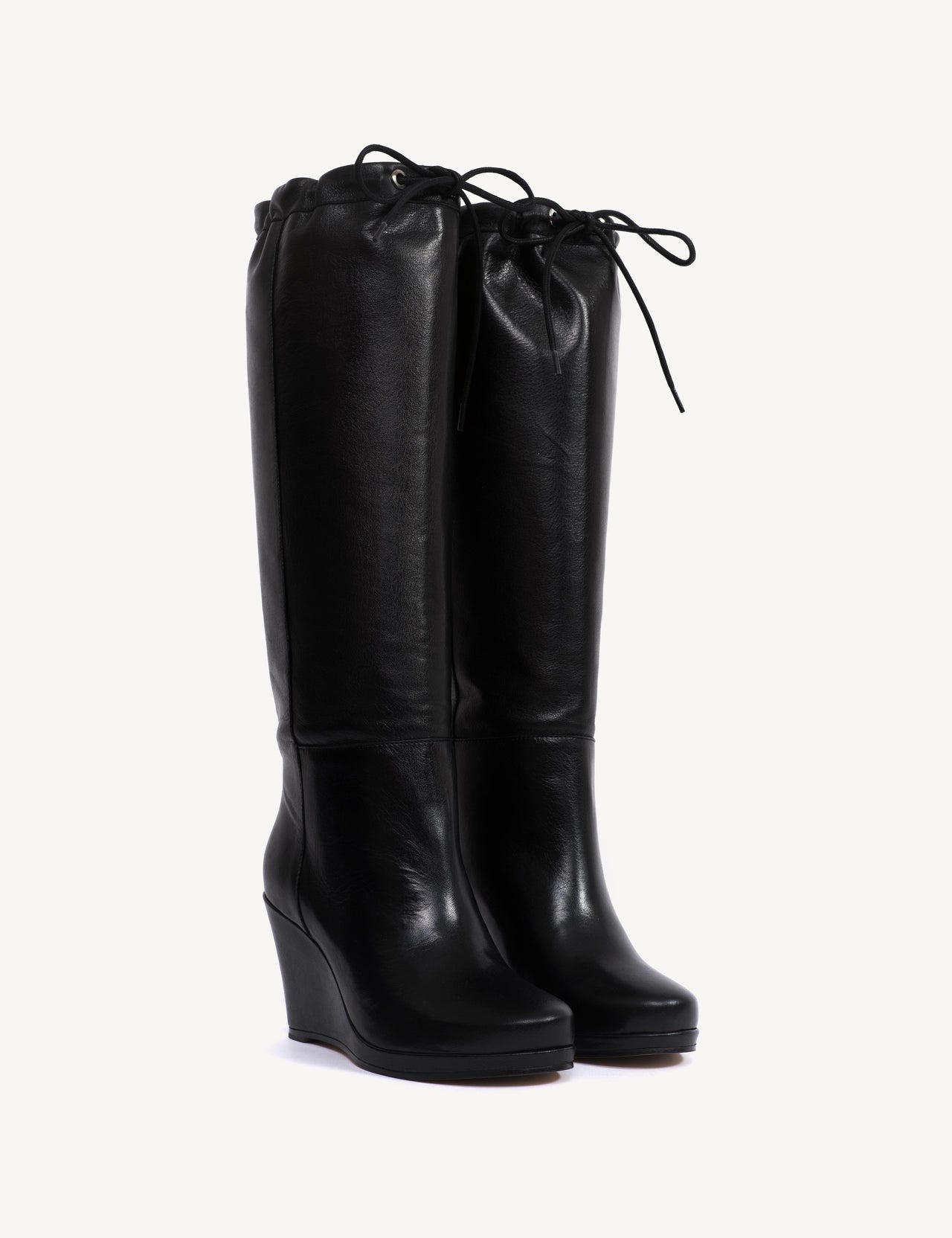 Liv Wedge Boot High In Black Calfskin