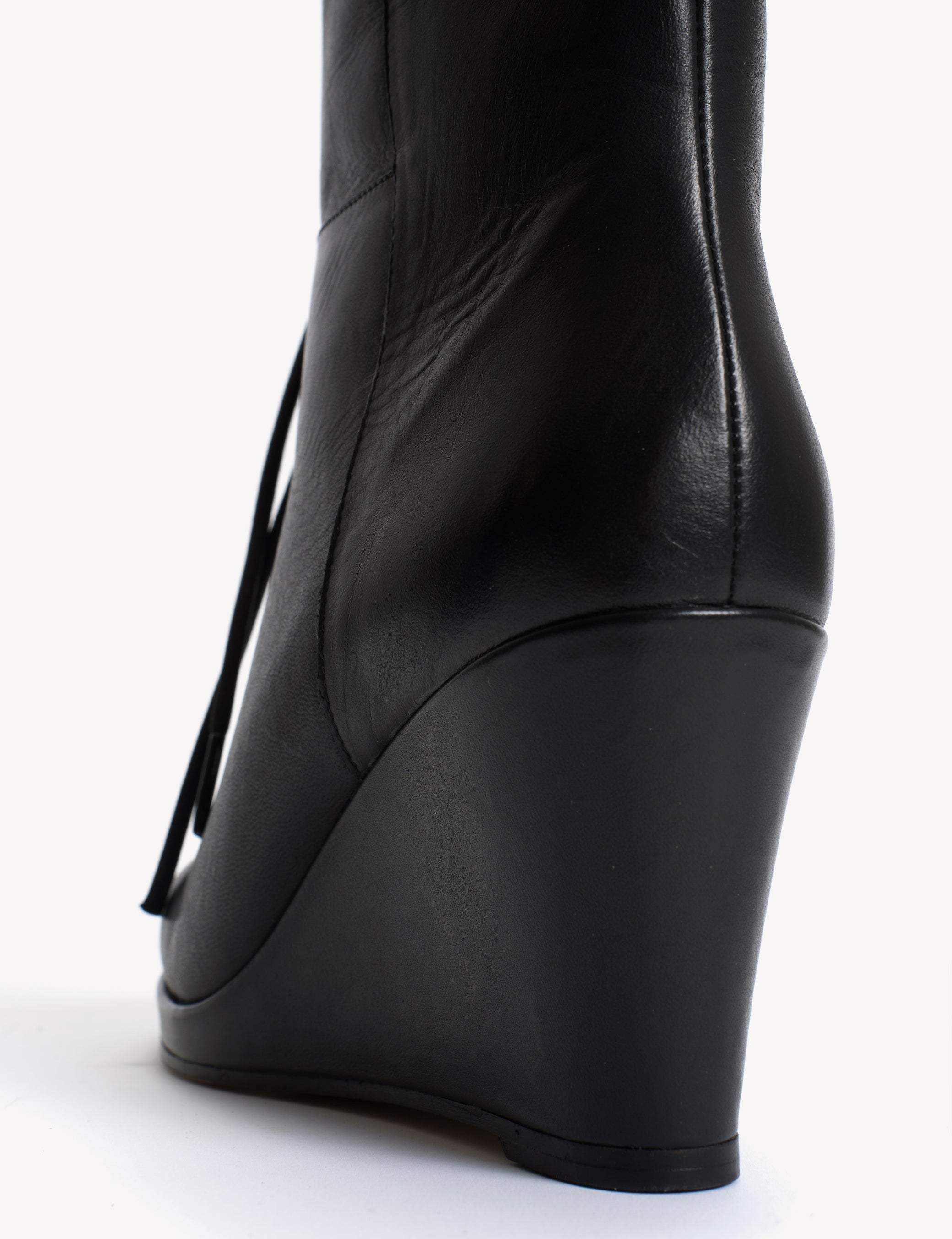 Liv Wedge Boot In Black Calfskin & Shearling Lining - Dico Copenhagen Liv Wedge Boot In Black Calfskin & Shearling Lining - Dico Copenhagen