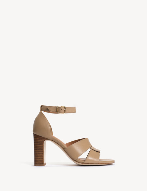 Lulu High Sandal In Beige Calfskin