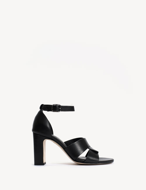 Lulu High Sandal In Black Calfskin