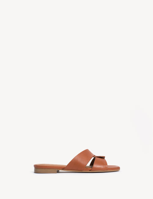 Lulu Mule In Dark Tan Calfskin