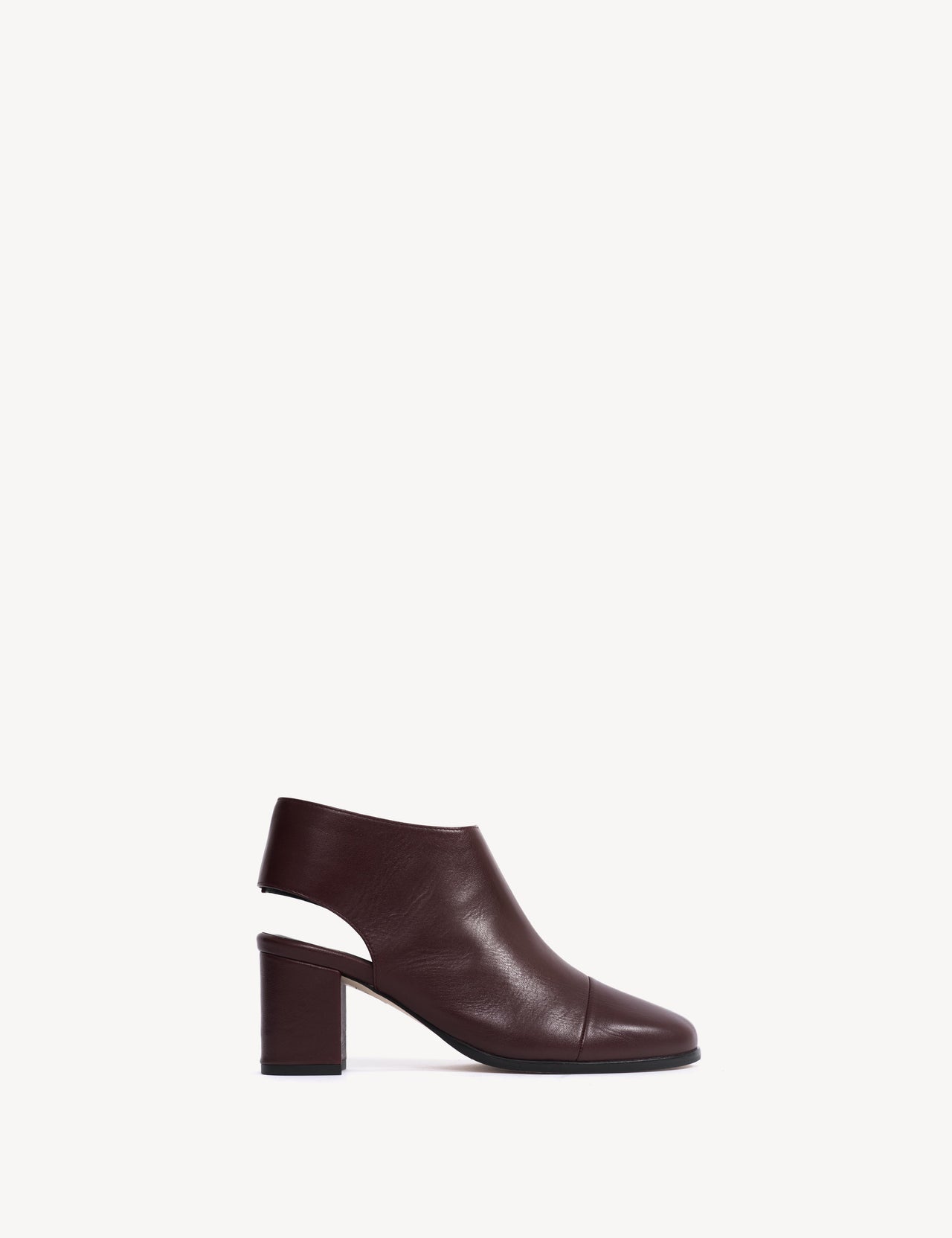 May Open Heel In Bordeaux Calfskin