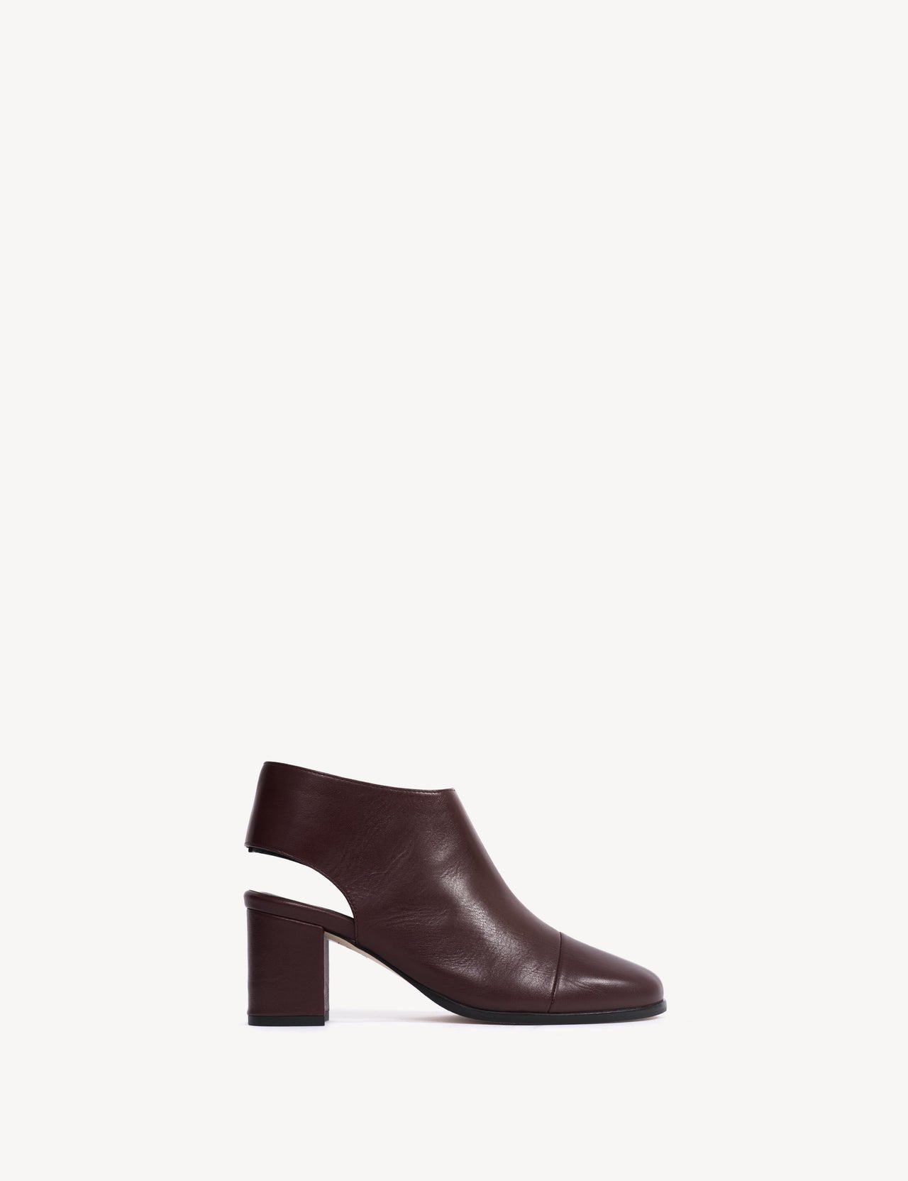 May Open Heel In Bordeaux Calfskin