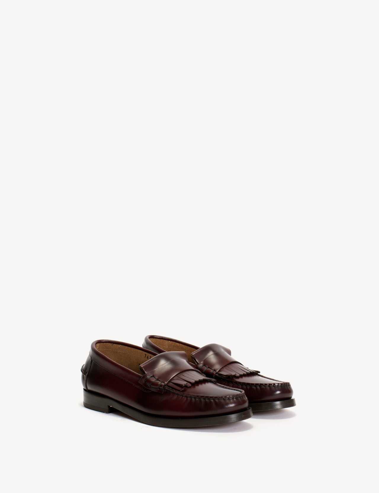 Moccasin Loafer With Fringes In Bordeaux Polido Leather