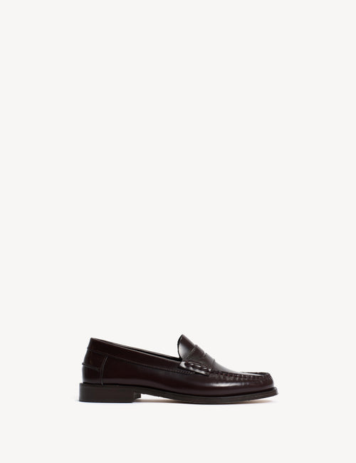 Moccasin Penny Loafer In Bordeaux Polido Leather
