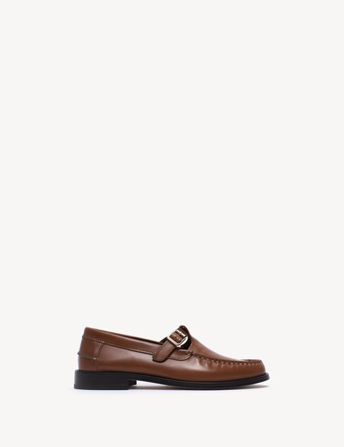 Moccasin T-Bar Loafer In Hazelnut Polido Leather