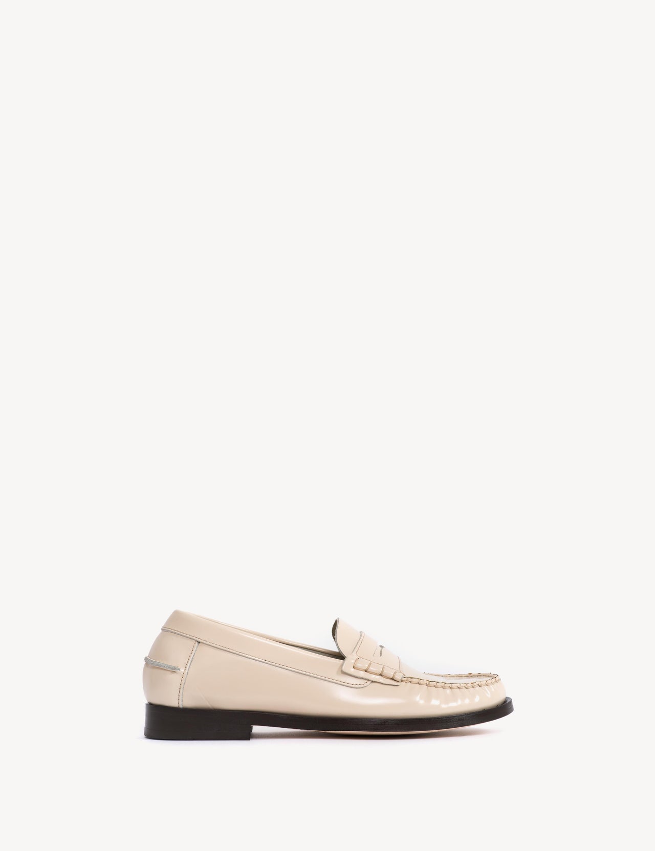 Moccasin Penny Loafer In Bone White Polido Leather