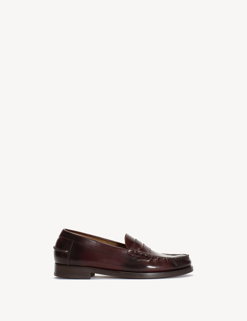 Moccasin Penny Loafer In Bordeaux Polido Leather