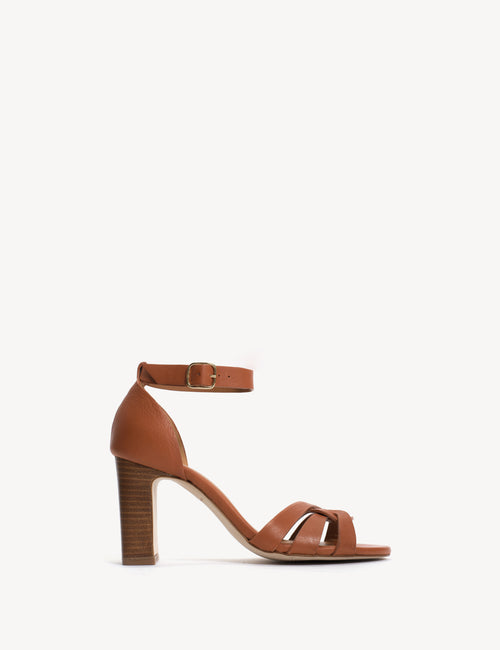 Sasha High Sandal In Dark tan Calfskin