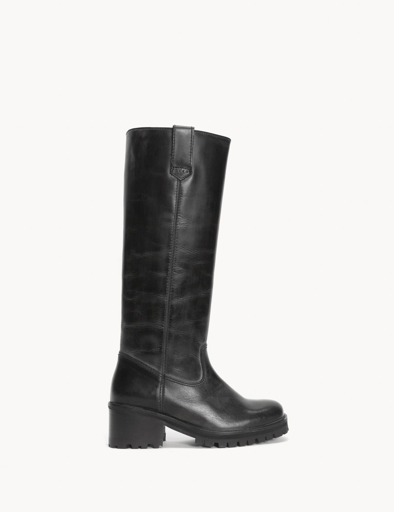 Anett Gaucho Boot In Charcoal Black Escovado Leather